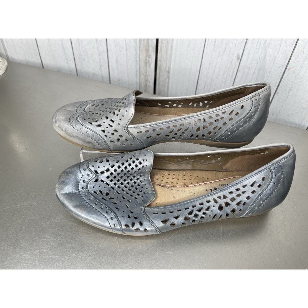 Cobb Hill by New Balance Blue Gray Metallic Leather Hole Pattern Flats 7.5W